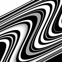 Waves, fluid abstract black and white background
