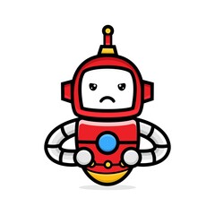 Cute characters robot with angry face