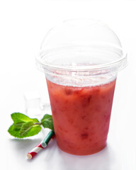 Refreshing summer drink with strawberry