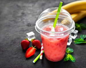 Refreshing summer drink with strawberry