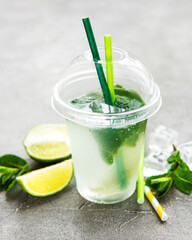 Mojito cocktail  with lime and mint