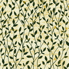 Seamless Vector pattern leaves, thicket. Hand drawn fabric, gift wrap, wall art design.