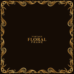 Golden floral frame elegant ornamental design background