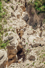 Verdon, France. Blurred ancient river rocks in the Verdon Gorge in south-eastern France
