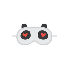 Cute panda sleeping mask with heart eyes. Cartoon sleep blindfold