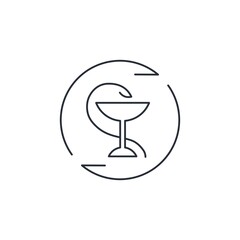 Medical symbol and rotation arrows. Vector linear icon isolated on white background.