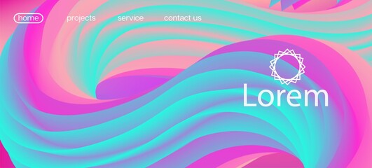 Modern Liquid Flow Banner. Landing Page, Pink, Purple Background. Colorful 