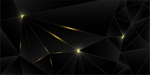 Black Luxury Gold Background. Golden Silver Low Poly Design 3D 