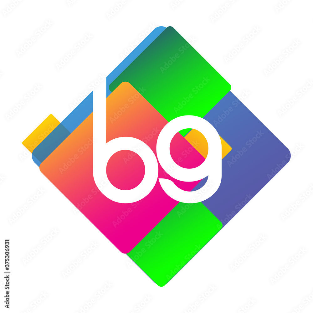 Wall mural letter bg logo with colorful geometric shape, letter combination logo design for creative industry, 