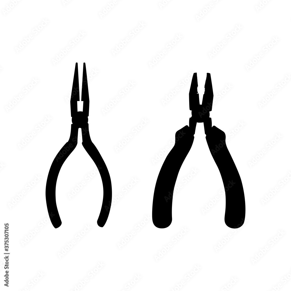 Wall mural pliers isolated on white background. silhouette vector design.