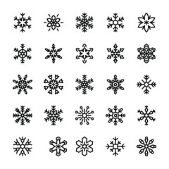 Geometric Snowflake Line Icons