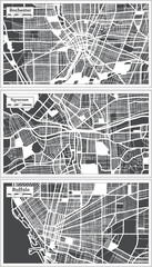 Fototapeta premium Rochester, Buffalo and Syracuse USA City Maps in Retro Style. Outline Maps.