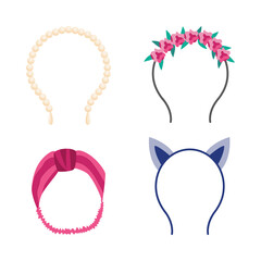 Cute headband set isolated on white background, fashion accessories