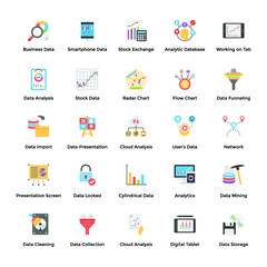 Data Analytics Flat Vectors Set 