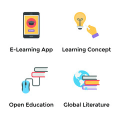 Virtual Learning Icons Set