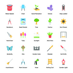 Gardening Flat Icons Set