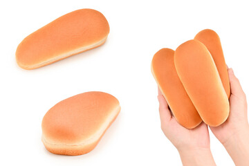Hot dog bread isolated on white background.