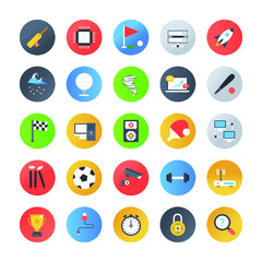  Set Of Flat Rounded Sports Instrument  Icons