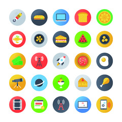 Flat Rounded Food Icons