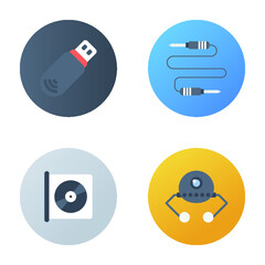 Flat Rounded Collection Of Icons 