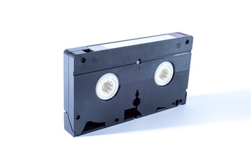 Obraz premium Video tape. Foreground focus. Isolated on white background.