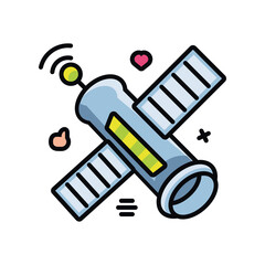 satellite in space on white background, detailed