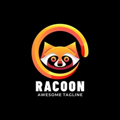 Vector Logo Illustration Raccoon Gradient Colorful Style.