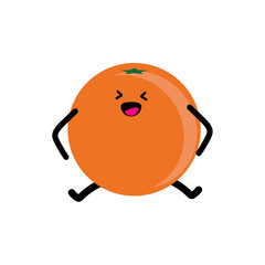 Fruits for kids. Cute orange fruit character vector