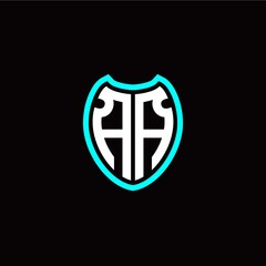 Initial A A letter with shield modern style logo template vector
