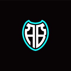 Initial A B letter with shield modern style logo template vector
