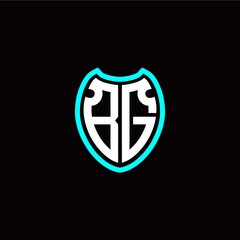 Initial B G letter with shield modern style logo template vector
