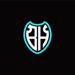 Initial B H letter with shield modern style logo template vector