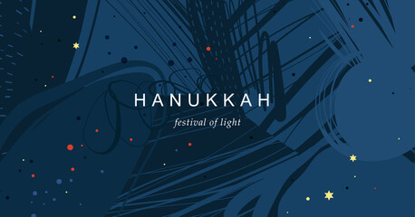 Festival of Lights Hanukkah. Abstract creative universal artistic template. Good for email header, social media post, AD, event and page cover, banner, background, poster and other graphic design.