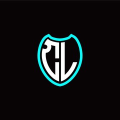 Initial C L letter with shield modern style logo template vector