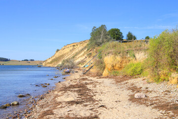 The shore along the steep coast of the holiday destination "Klein Zicker" at the island Rügen, Baltic Sea - Germany