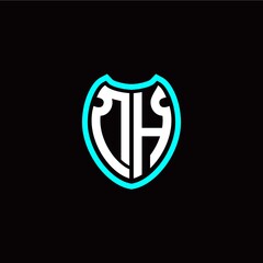 Initial D H letter with shield modern style logo template vector