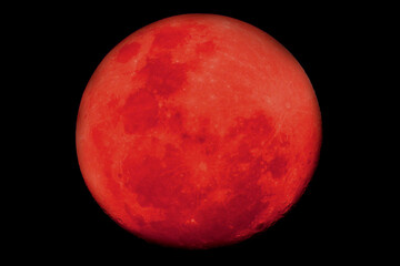 Big red moon on black background
