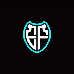 Initial E F letter with shield modern style logo template vector