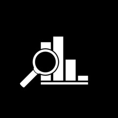 Business decline graph icon isolated on dark background