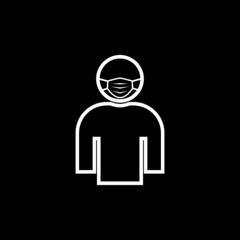 Face mask man icon isolated on dark background