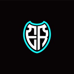 Initial E R letter with shield modern style logo template vector