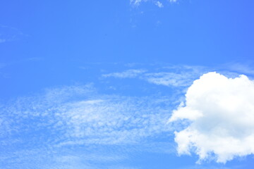The blue sky with beautiful clouds on a sunny day.