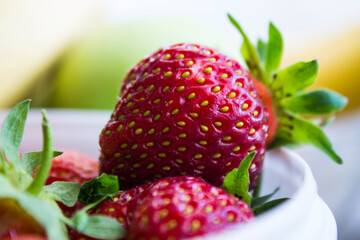 Strawberry. Fresh organic berries macro. Fruit background.