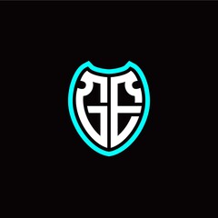 Initial G E letter with shield modern style logo template vector