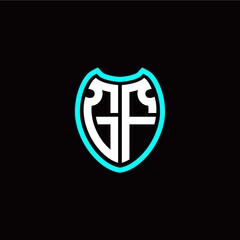 Initial G F letter with shield modern style logo template vector