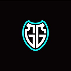 Initial G G letter with shield modern style logo template vector