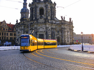 German Yellow Tram Dresden Germany