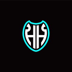 Initial H H letter with shield modern style logo template vector