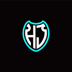 Initial H J letter with shield modern style logo template vector