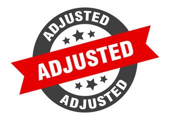 adjusted sign. round ribbon sticker. isolated tag